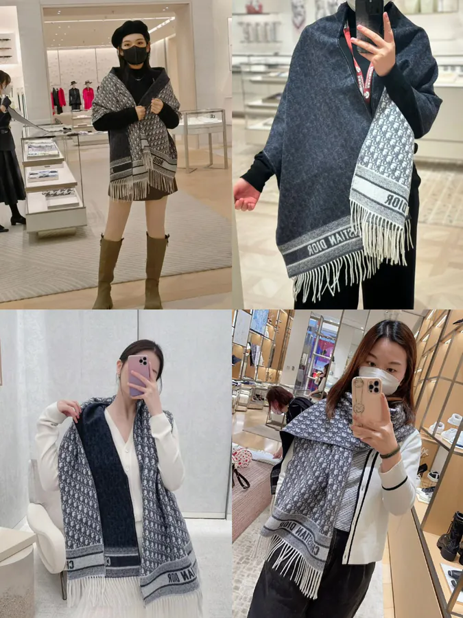 D Logo Monogram Double sided Shawl