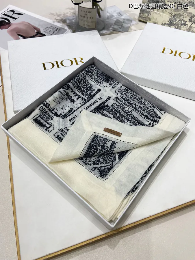 D Paris Map Trimmed Cashmere 90cm Square Scarf