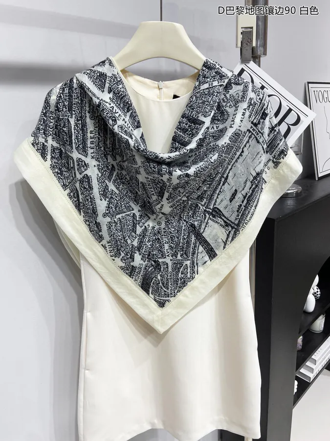 D Paris Map Trimmed Cashmere 90cm Square Scarf