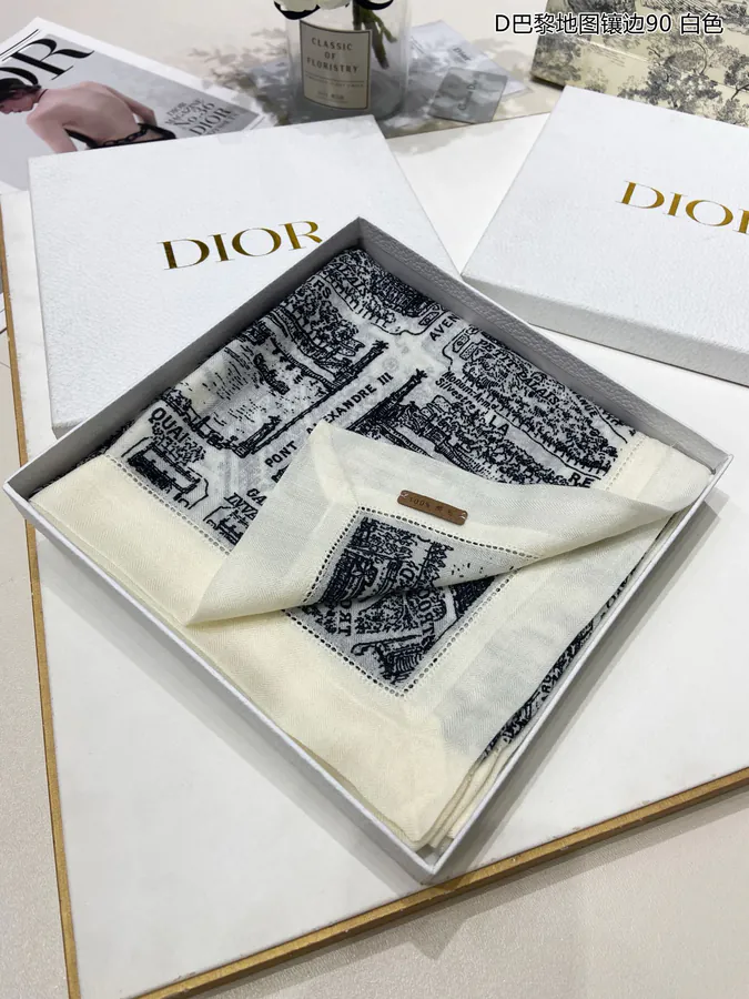 D Paris Map Trimmed Cashmere 90cm Square Scarf