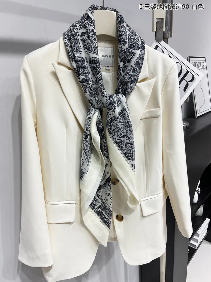 D Paris Map Trimmed Cashmere 90cm Square Scarf