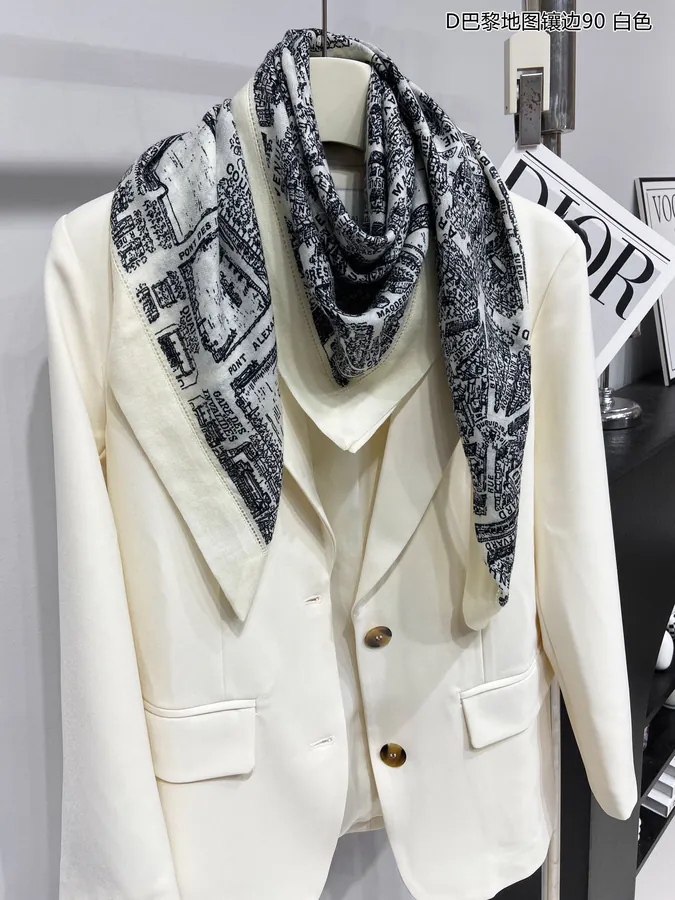 D Paris Map Trimmed Cashmere 90cm Square Scarf