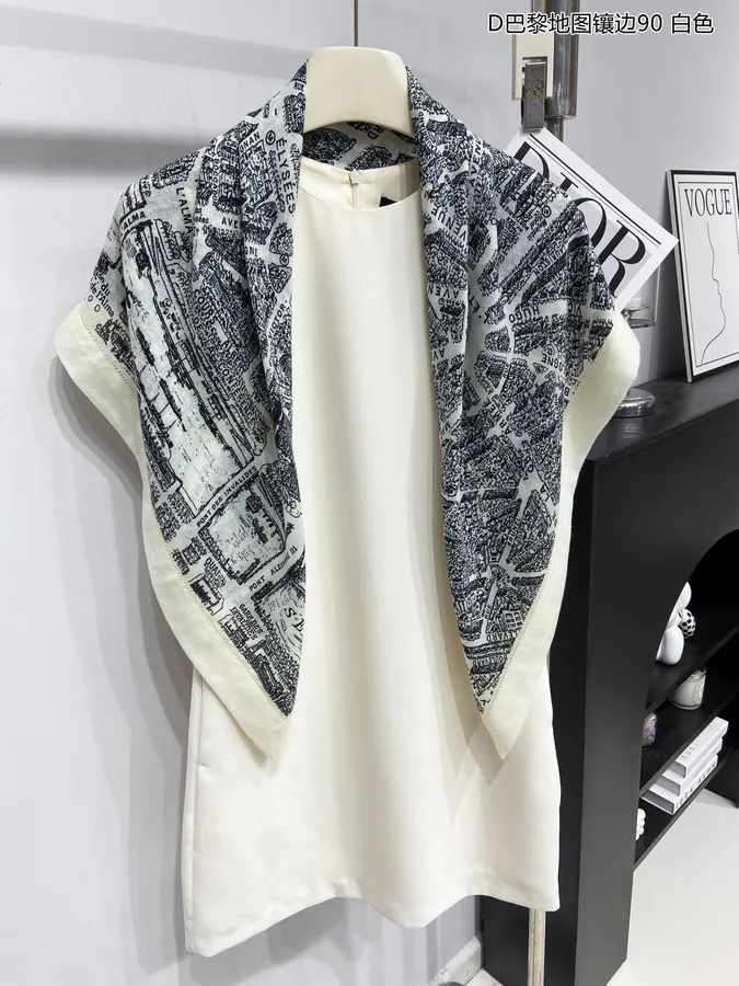 D Paris Map Trimmed Cashmere 90cm Square Scarf
