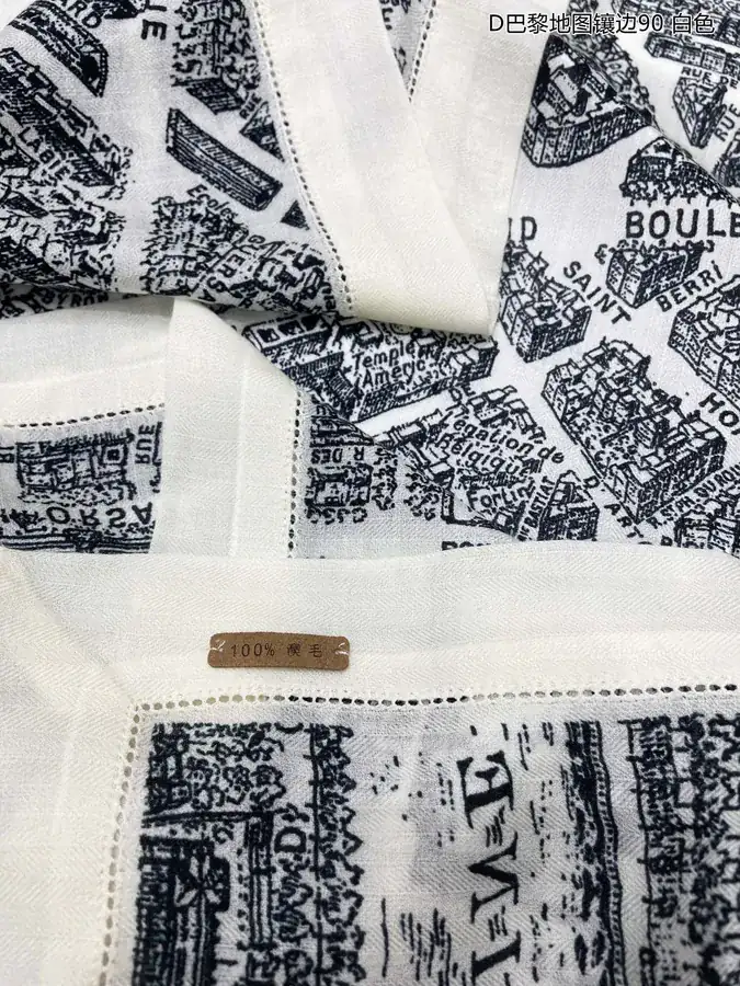 D Paris Map Trimmed Cashmere 90cm Square Scarf