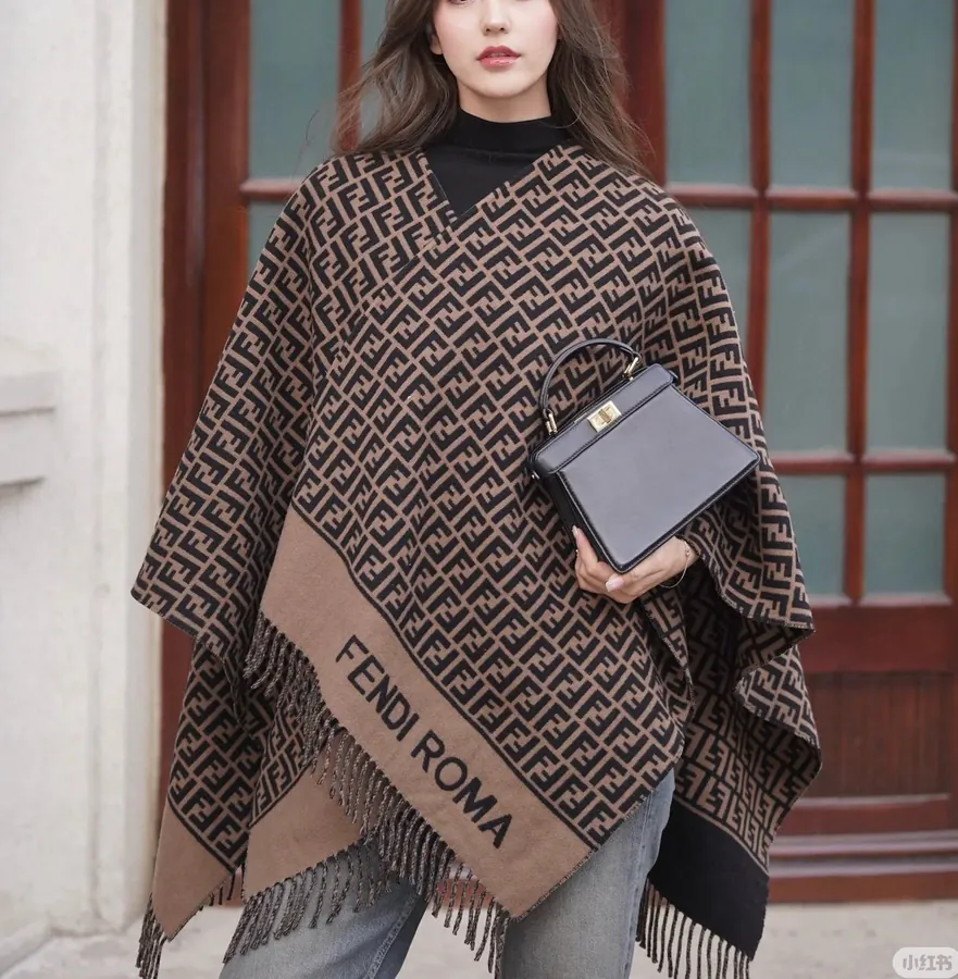 FF Letter Wool Cape in Classic Design