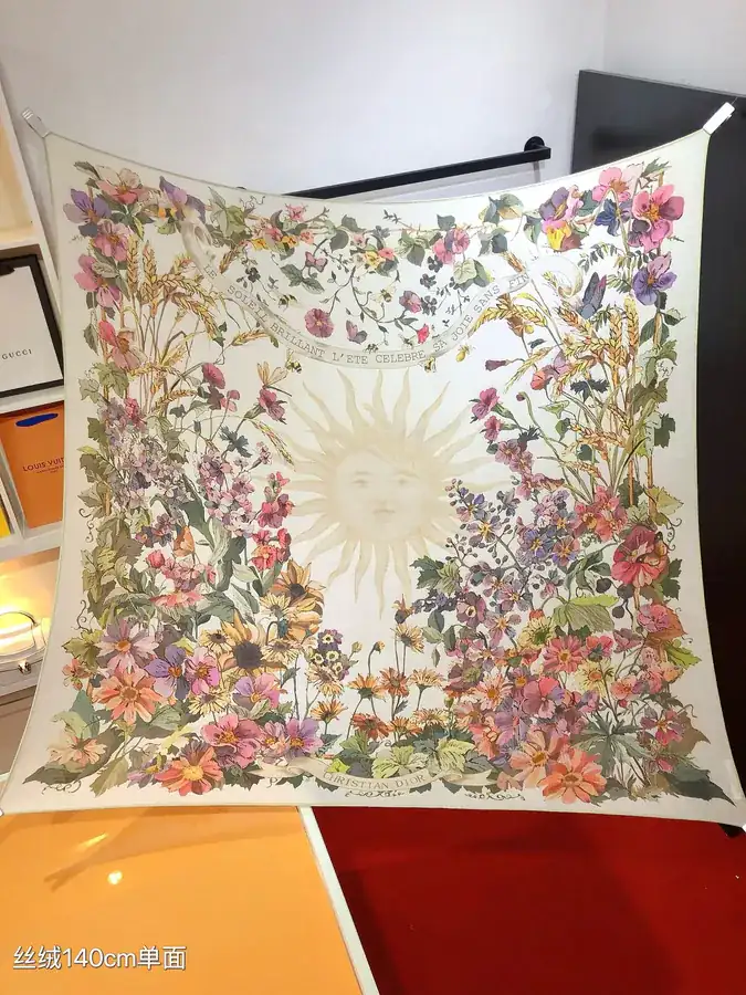 Original D Home 140cm Velvet Scarf with 4 Saisons Été Soleil Print