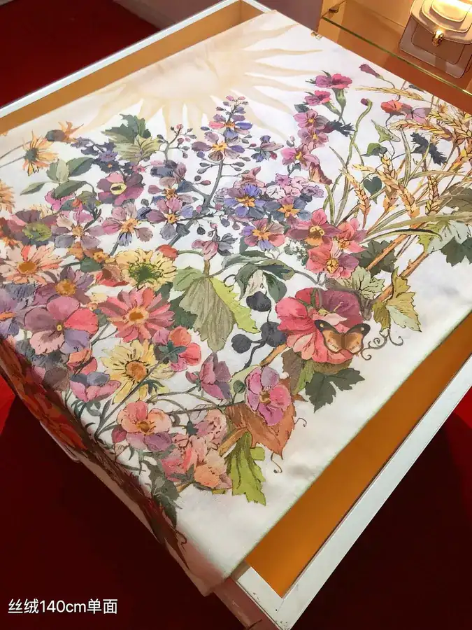 Original D Home 140cm Velvet Scarf with 4 Saisons Été Soleil Print