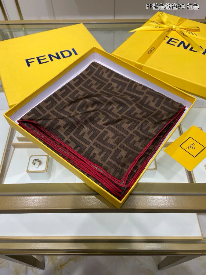 FF Collage Edge 90 Premium Double FF Logo Print Silk Scarf