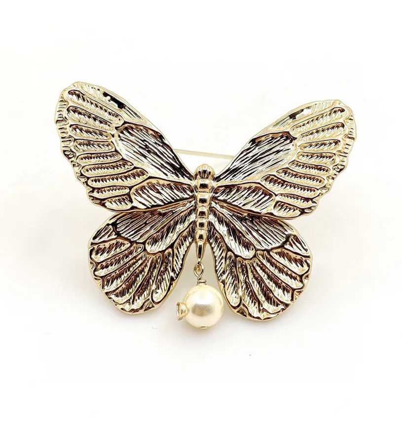D*or Latest Model Shiny Gold Butterfly Brooch