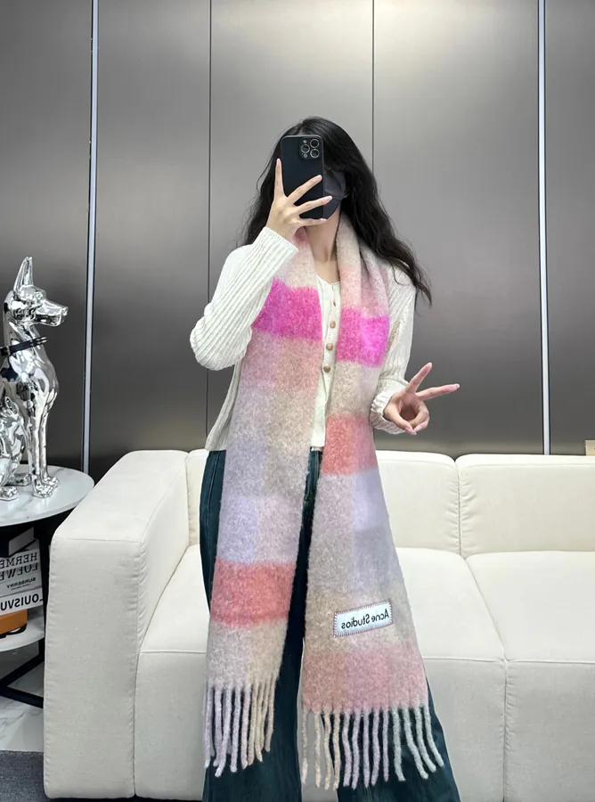 Acne Rainbow Scarf in Wool Blend, Large Size