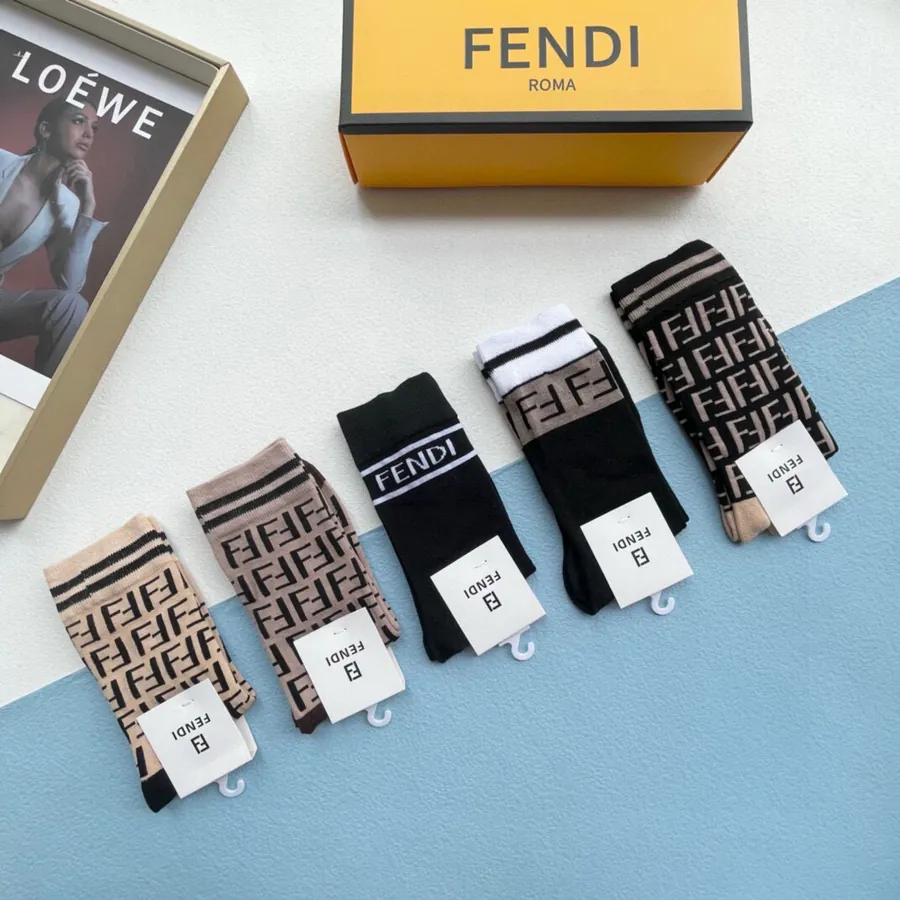 P45 Packaged [5 Pairs] · Classic Double F Logo Cotton Socks