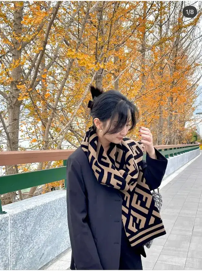 FF Classic Pattern Wool Blend Scarf