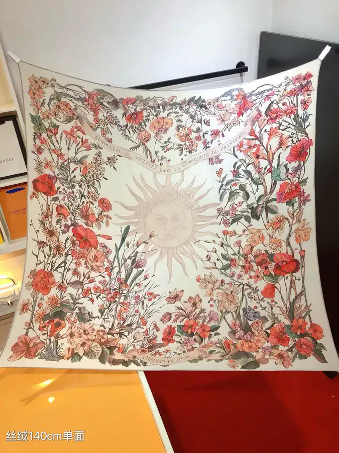 Original D Home 140cm Velvet Scarf with 4 Saisons Été Soleil Print