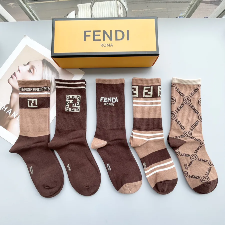 P45 Pack Five Pairs of Classic Double F Logo Socks
