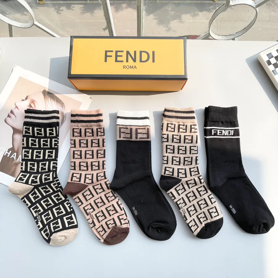 P45 Pack of Five · Classic Double F Logo Socks
