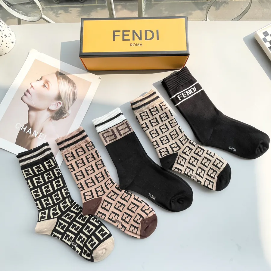 P45 Pack of Five · Classic Double F Logo Socks