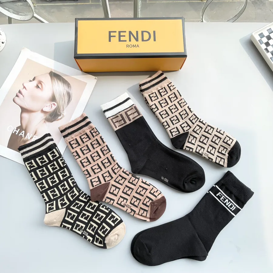 P45 Pack of Five · Classic Double F Logo Socks