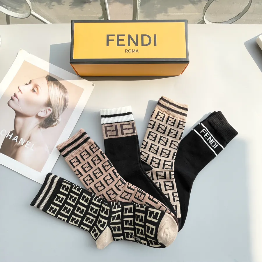 P45 Pack of Five · Classic Double F Logo Socks