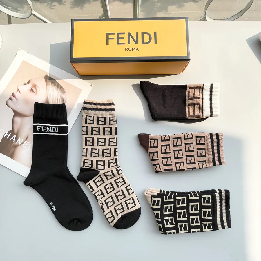 P45 Pack of Five · Classic Double F Logo Socks