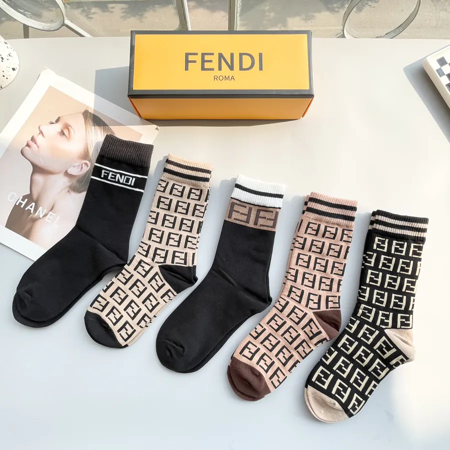 P45 Pack of Five · Classic Double F Logo Socks