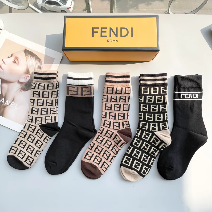 P45 Pack of Five · Classic Double F Logo Socks