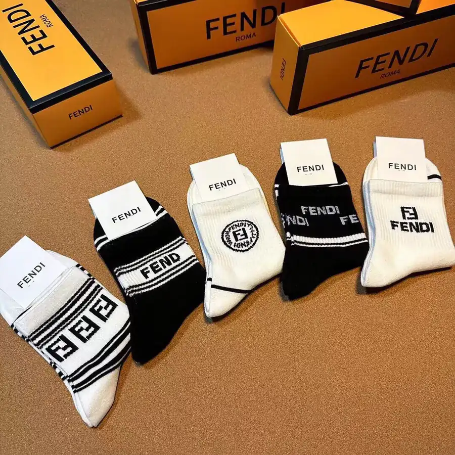 F Brand New Classic Double F Logo Mid Calf Women's Socks