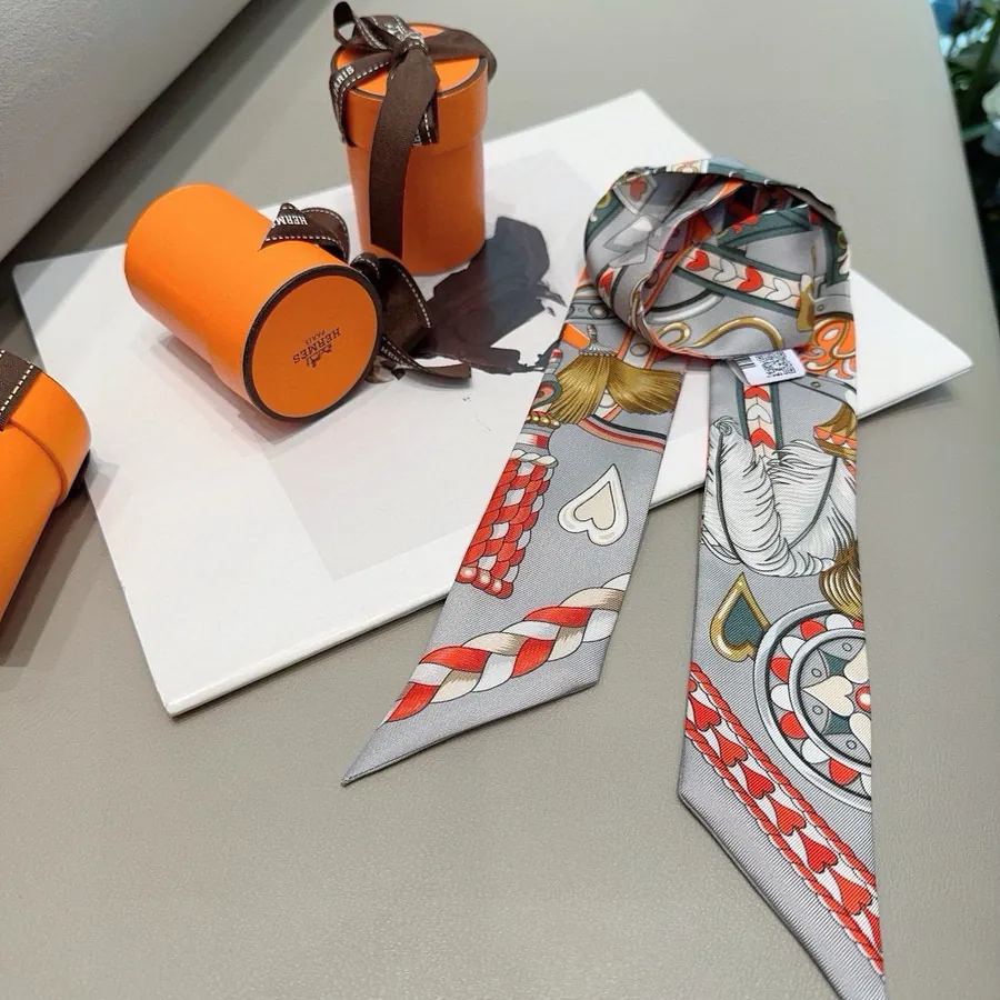 H House New Scarf, Heart Saddle Design, 100% Heavyweight Silk Twill