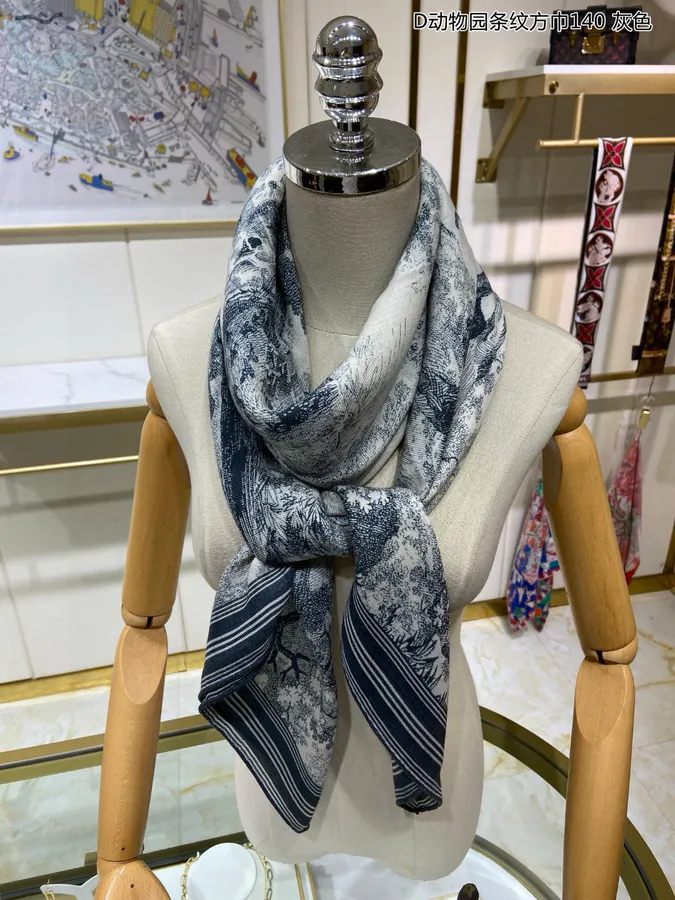 D Animal Stripe Scarf 140cm
