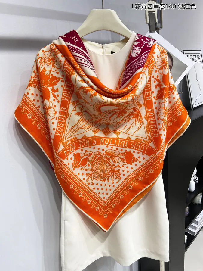 L Floral Symphony 140cm Square Scarf