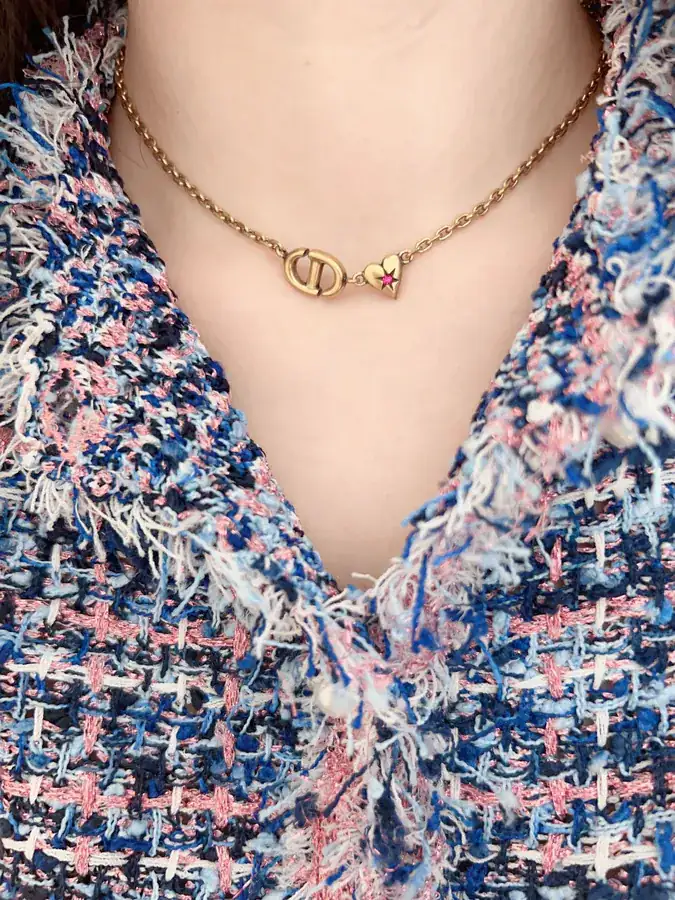 D Retro Heart Pendant C D Necklace