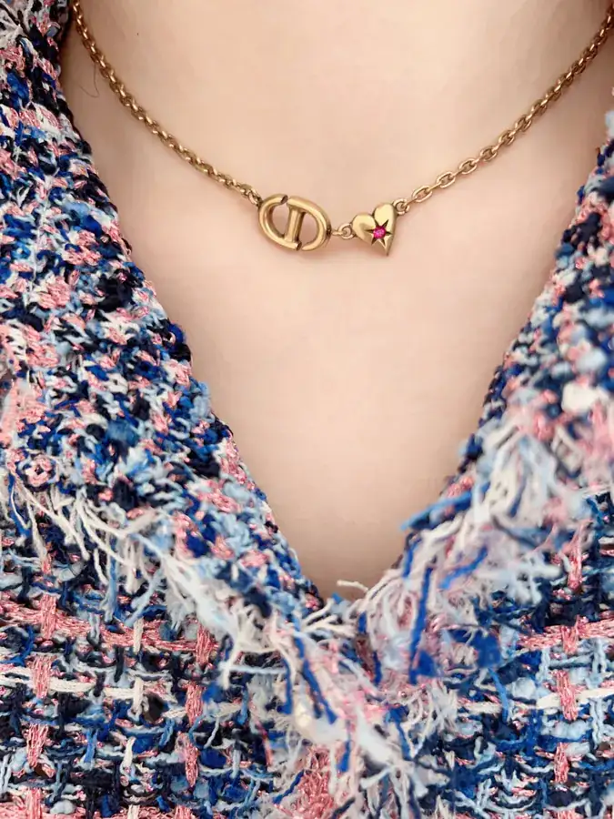 D Retro Heart Pendant C D Necklace