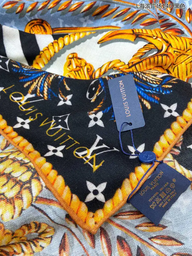 Lamb Wool Scarf by L, Artistic Design, Monogram Pattern, 140x140cm