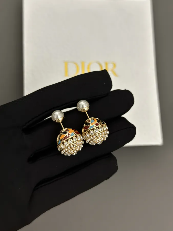 D*or Latest Drop Earrings with Colorful Enamel and Pearls
