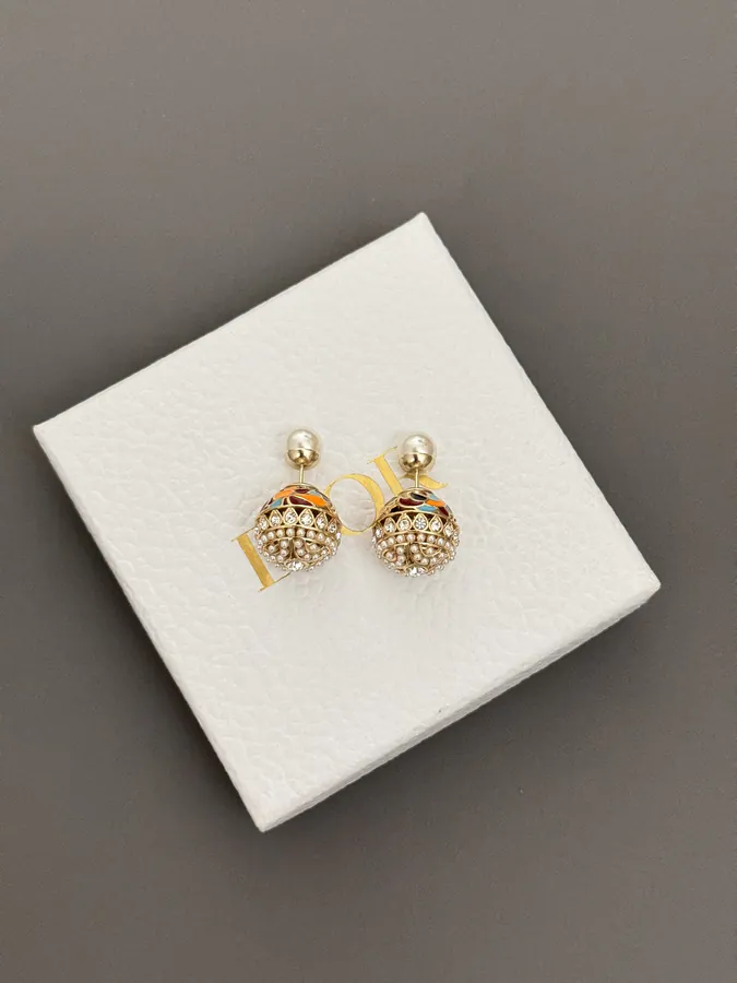 D*or Latest Drop Earrings with Colorful Enamel and Pearls