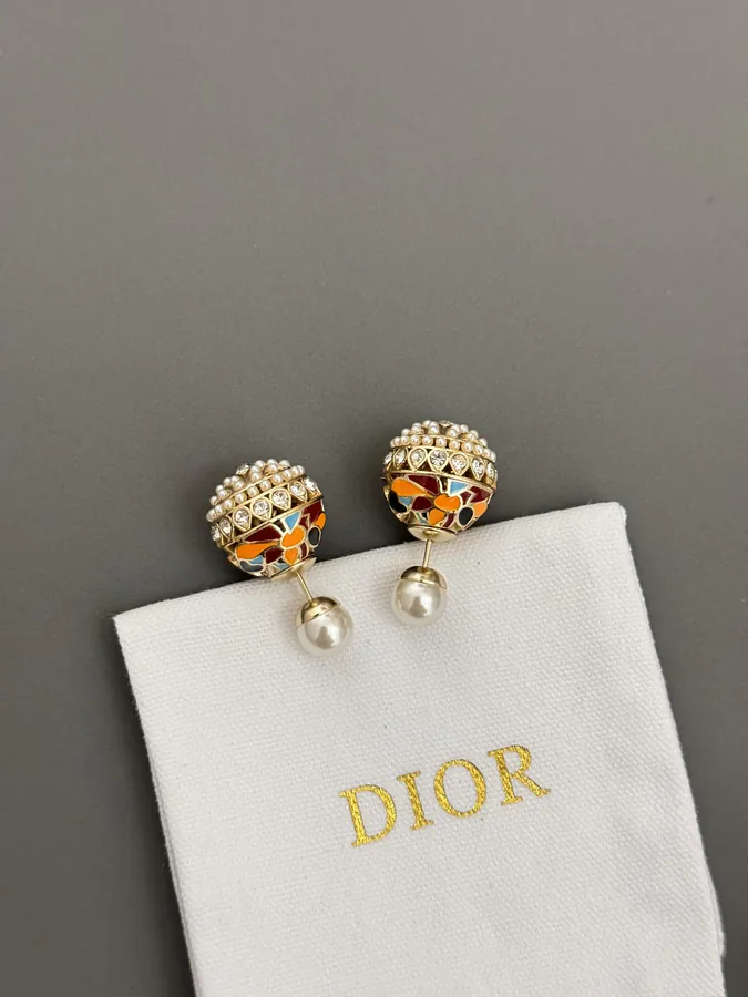 D*or Latest Drop Earrings with Colorful Enamel and Pearls