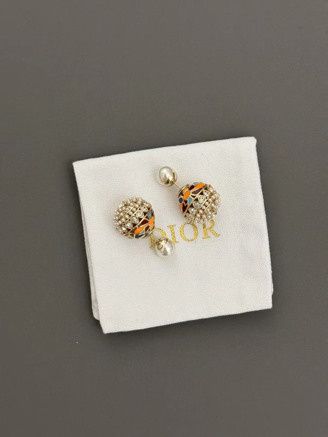 D*or Latest Drop Earrings with Colorful Enamel and Pearls