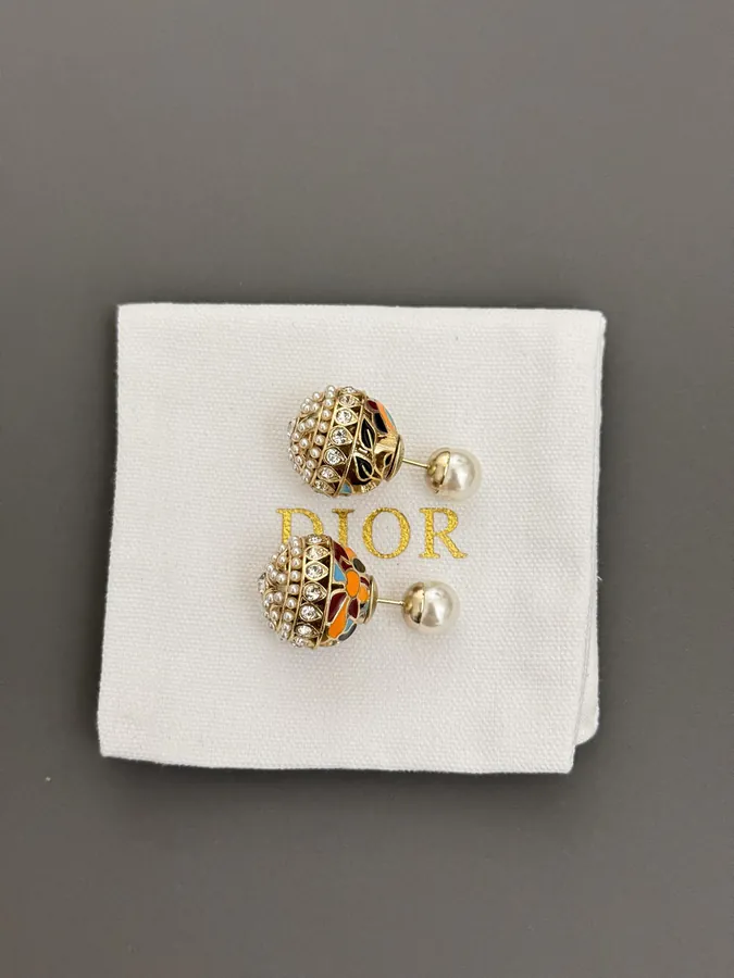 D*or Latest Drop Earrings with Colorful Enamel and Pearls