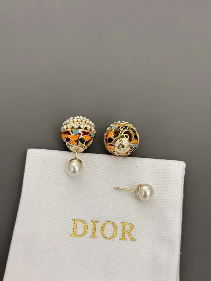 D*or Latest Drop Earrings with Colorful Enamel and Pearls