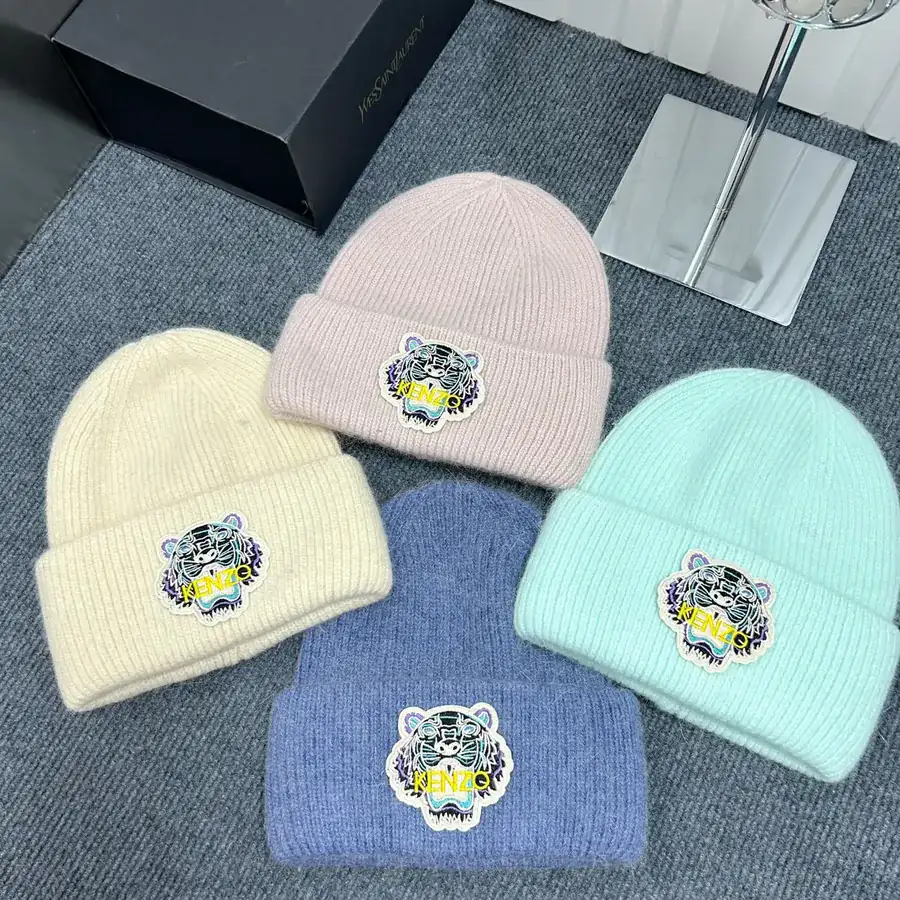 Kenzo Winter Angora Wool Knit Beanie
