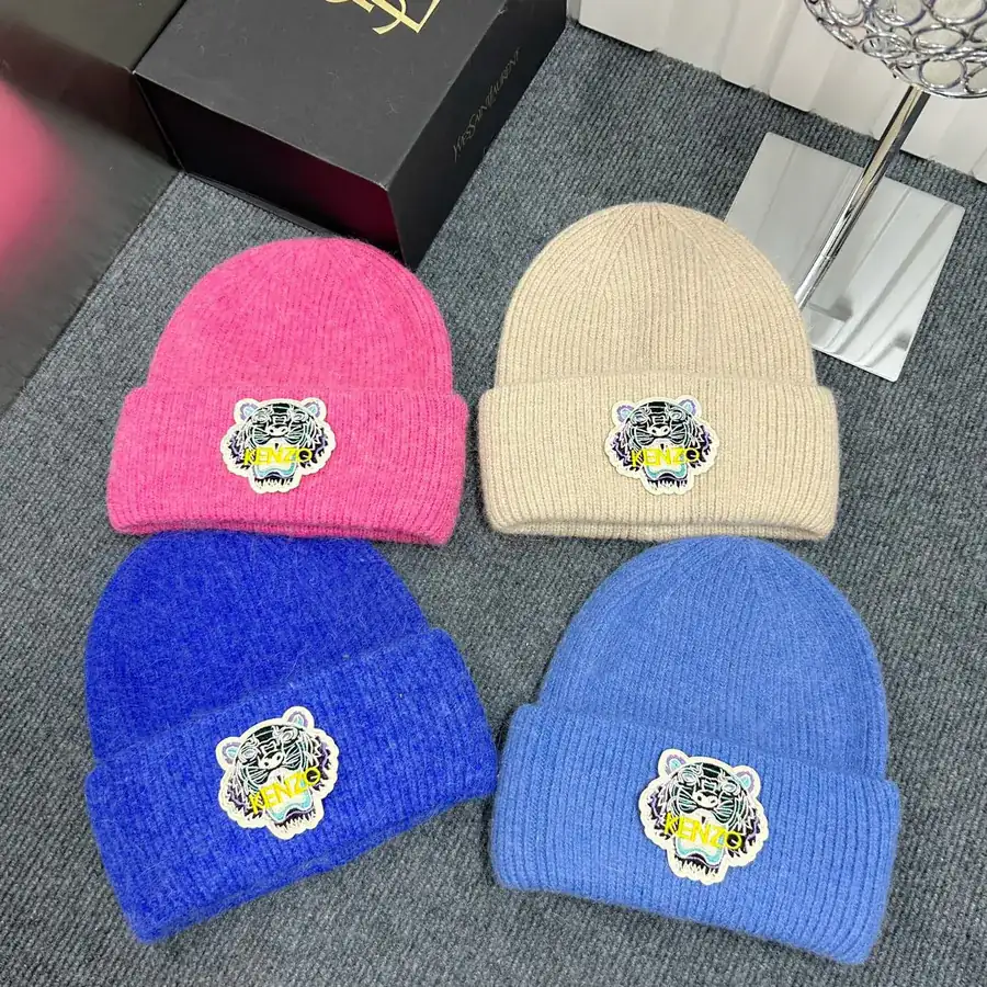 Kenzo Winter Angora Wool Knit Beanie
