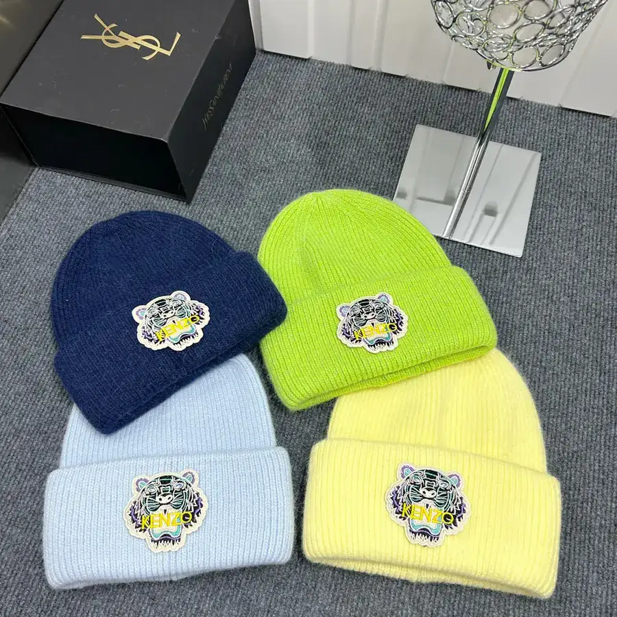 Kenzo Winter Angora Wool Knit Beanie