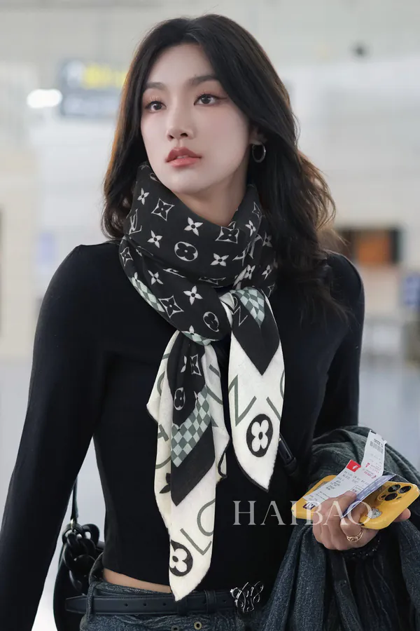 Premium Custom P180 Luxury Cashmere Scarf with Monogram Pattern