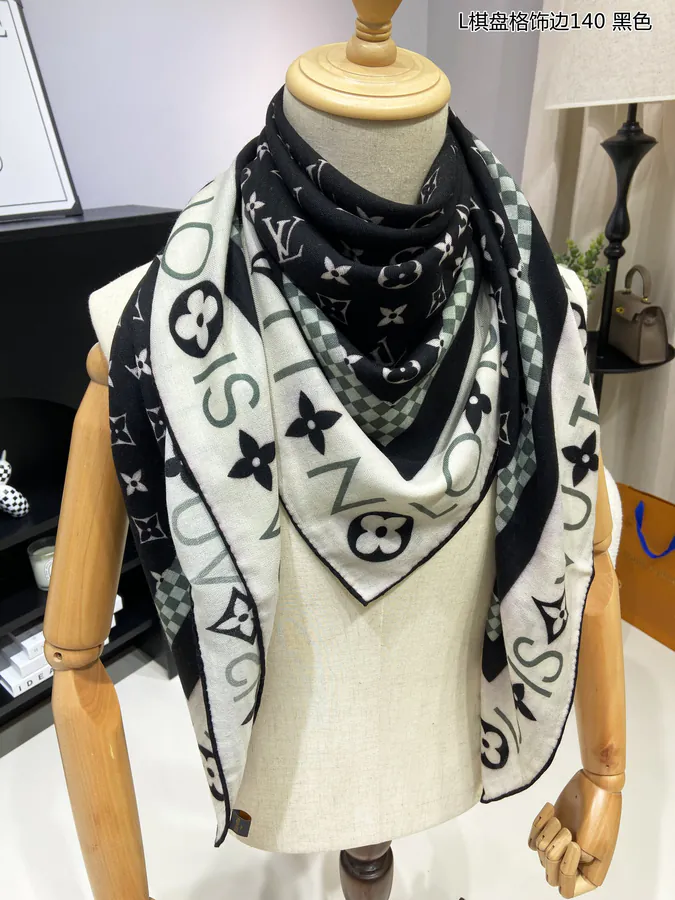 Premium Custom P180 Luxury Cashmere Scarf with Monogram Pattern