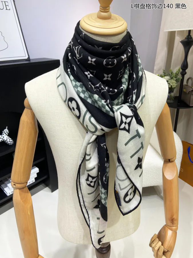 Premium Custom P180 Luxury Cashmere Scarf with Monogram Pattern