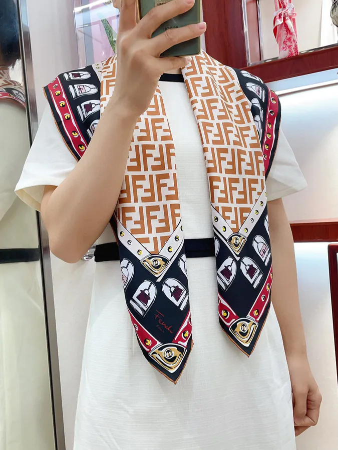 FF Logo Print Silk Scarf 90cm x 90cm