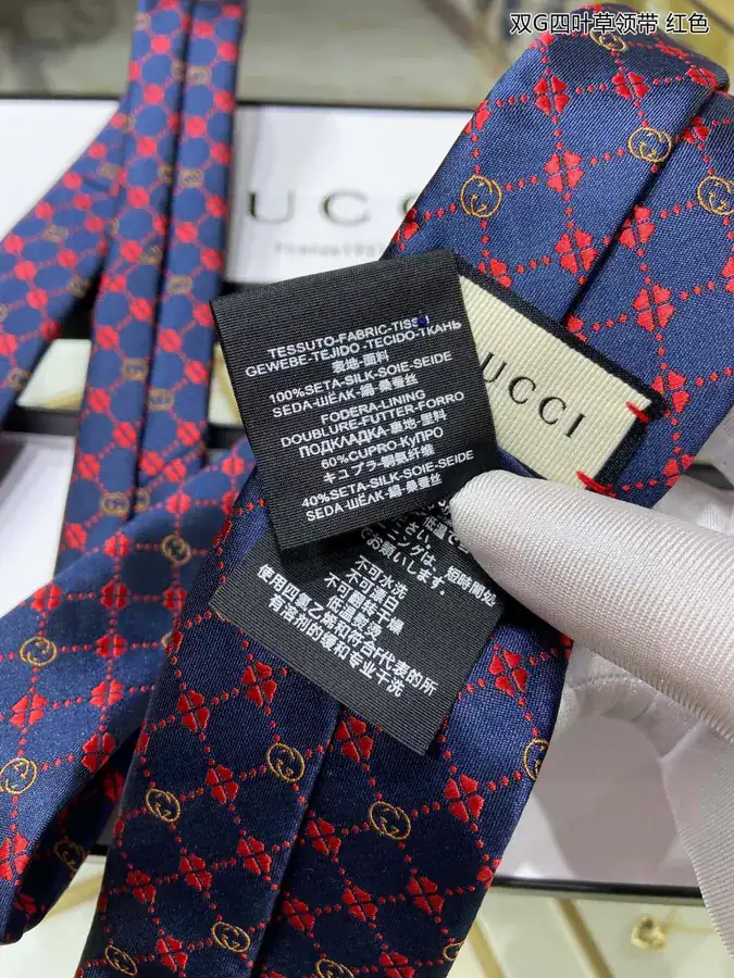 New P60 G Family Men's Tie Series Double G Clover Print Tie