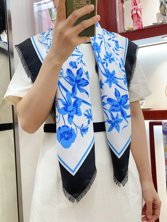 G Family Latest GG Garden Style 90 Silk Scarf