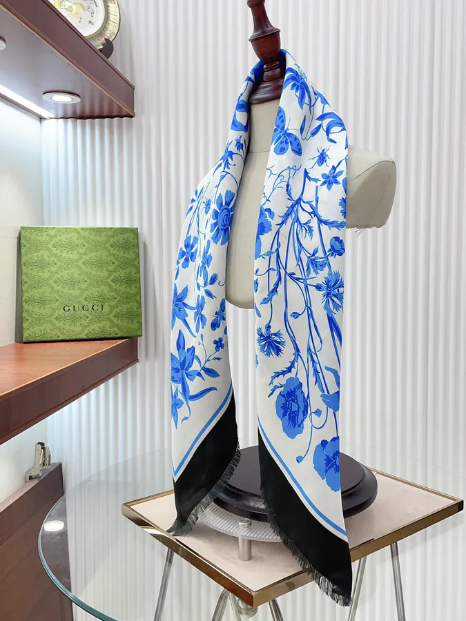 G Family Latest GG Garden Style 90 Silk Scarf