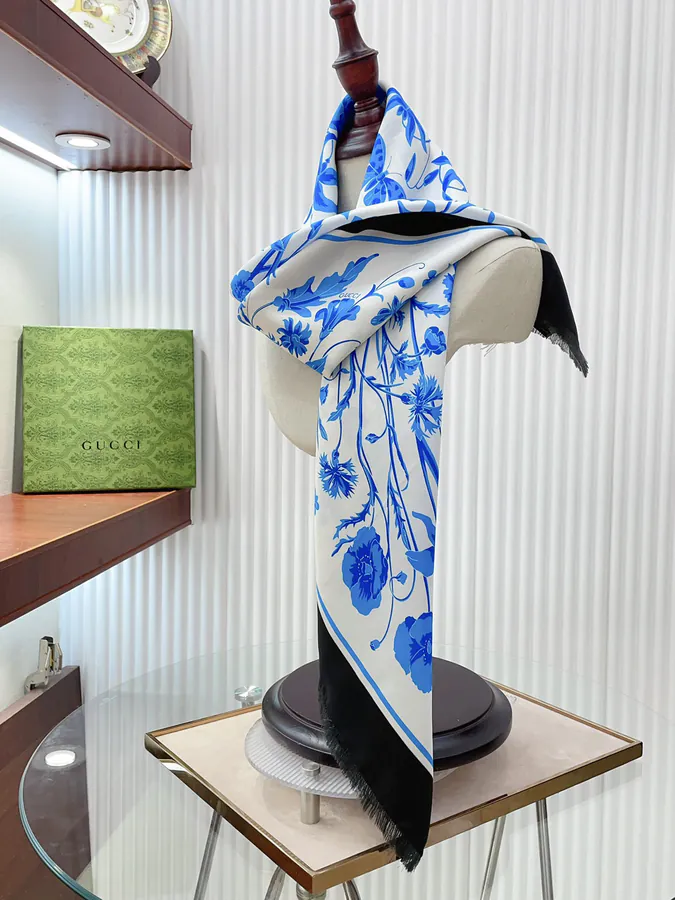 G Family Latest GG Garden Style 90 Silk Scarf