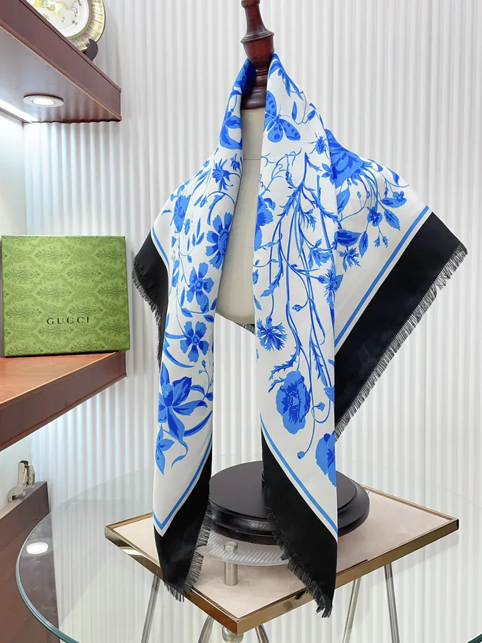 G Family Latest GG Garden Style 90 Silk Scarf
